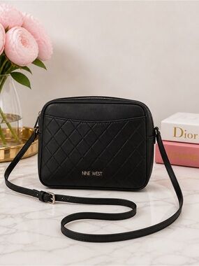 Nine West Black Quilted Crossbody Bag